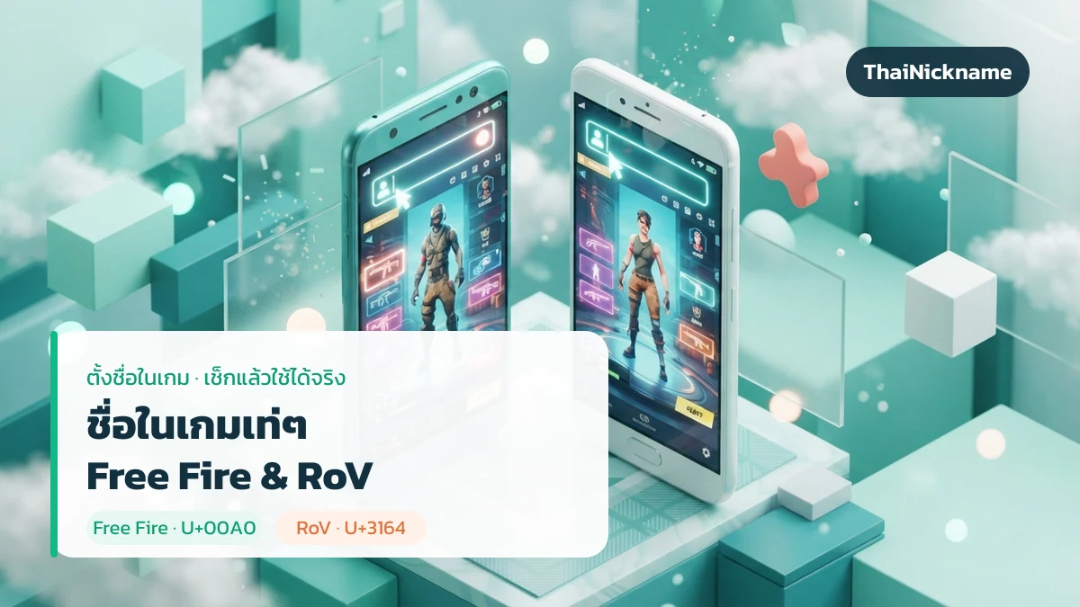 ชื่อในเกมเท่ๆ อักษรพิเศษ Free Fire และ RoV ชื่อในเกมเท่ๆ พร้อมอักษรพิเศษ สำหรับ Free Fire และ RoV