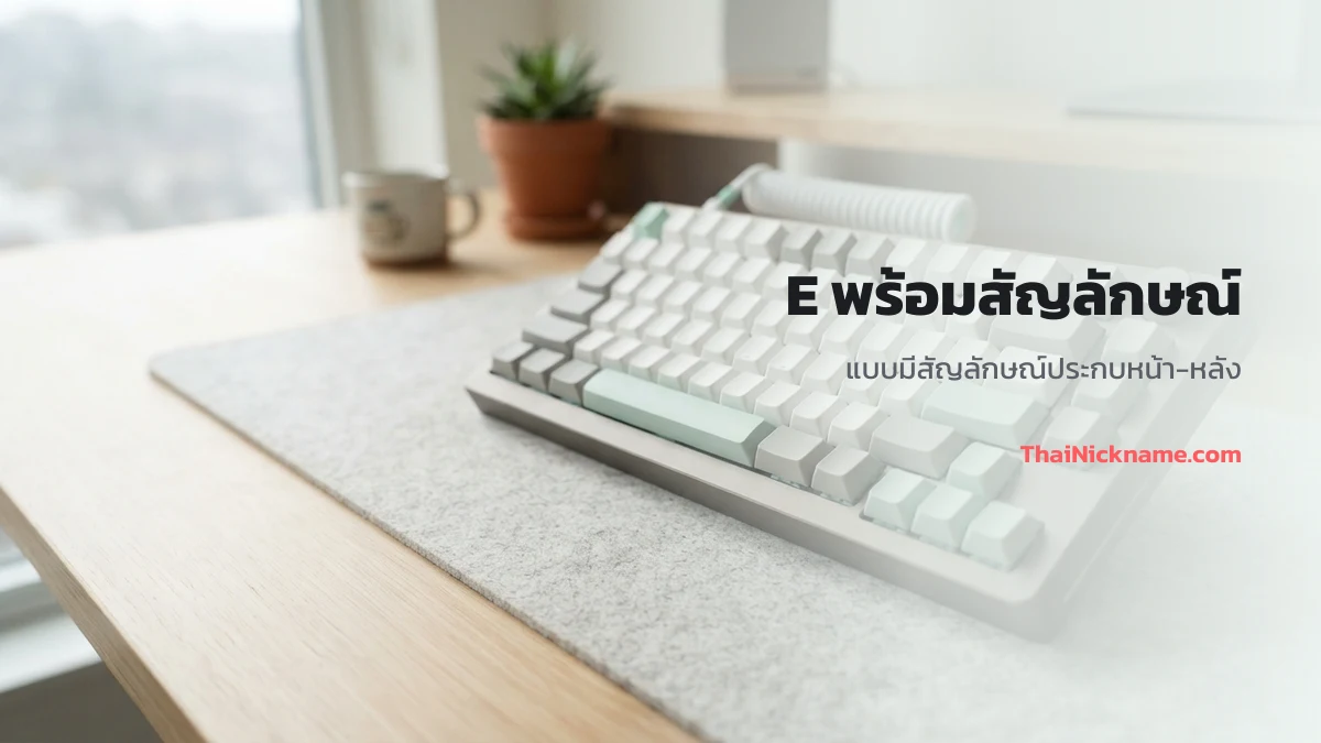 ตัว E พร้อมสัญลักษณ์ประกบ